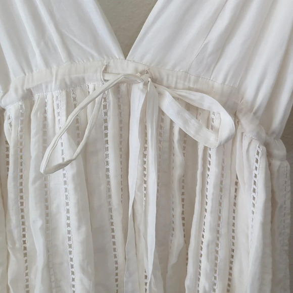 Kalita Ushi Maxi Dress Silk Lattice Plunge necklace flowy White size xs - Picture 9 of 14